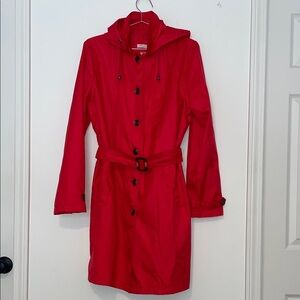 Capelli of New York Red Trench Raincoat Size Large